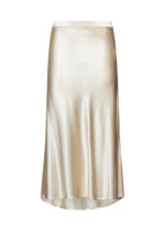 Load image into Gallery viewer, Beige satin skirt on a white background
